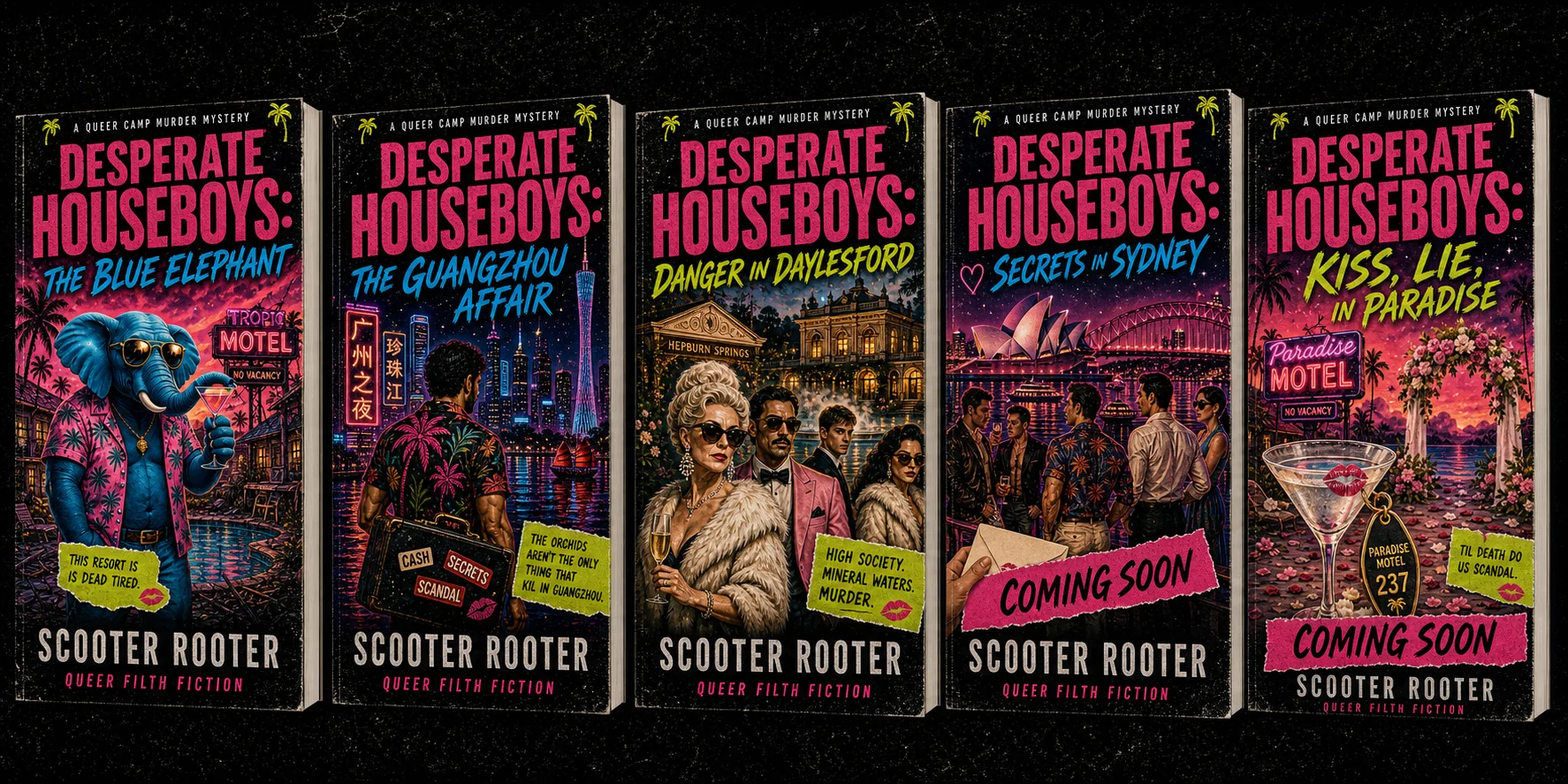 Desperate Houseboys book covers by Scooter Rooter.